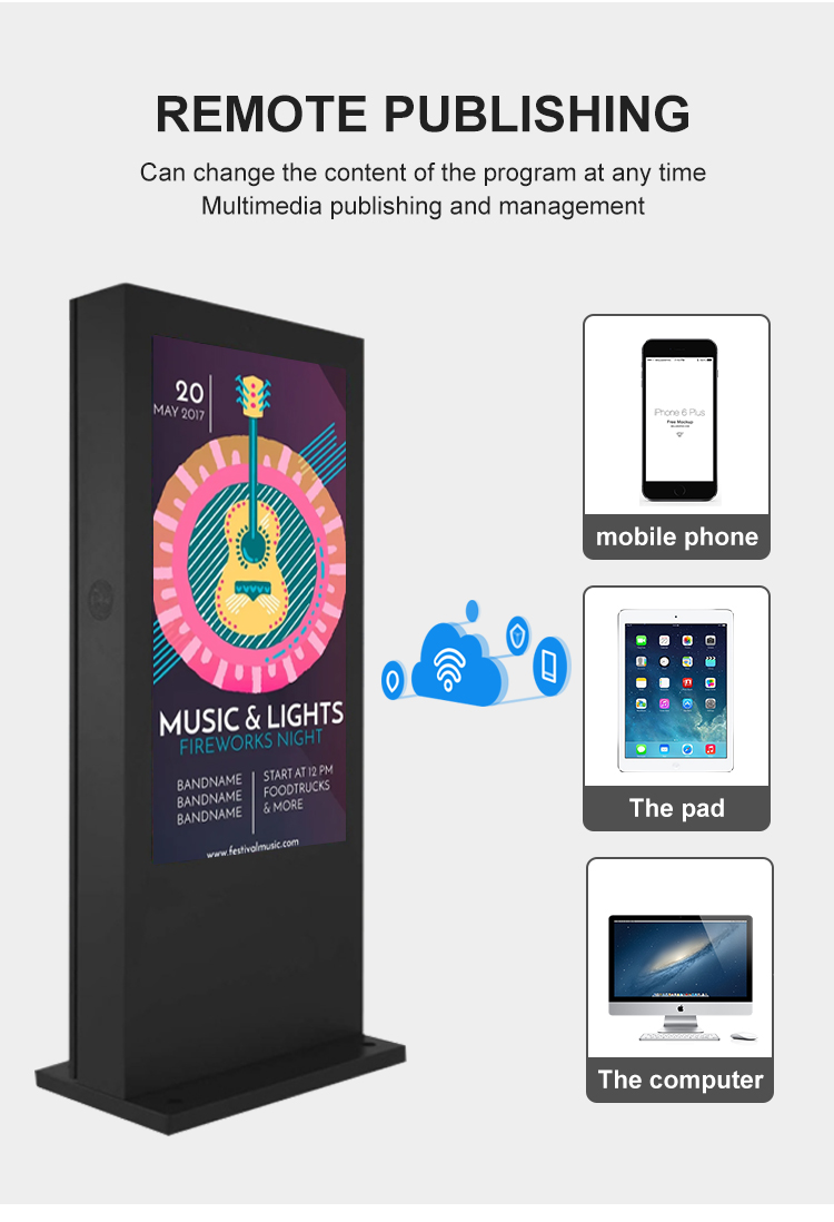 Factory hot sale 49 Inch floor standing 2500 Nits Android Outdoor LCD Digital Signage Kiosk For Advertising