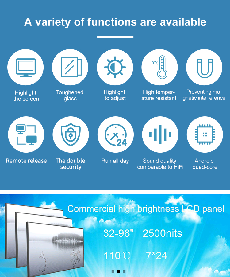 High Brightness 43 inch Andorid fIoor standing iP65 Outdoor LCD Digital Signage 1920×1080 Resolution for Commercial