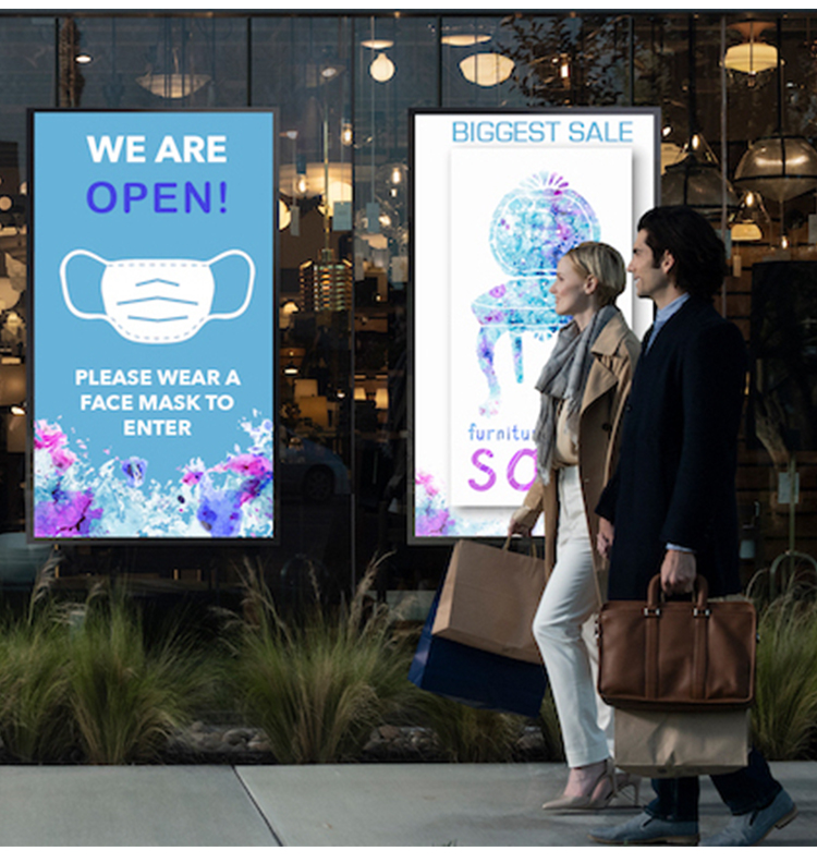 Factory hot sale 86 Inch Large screen4K high brightness Ip 65waterproof Advertising TV Display , 3000 Nits Outdoor Digital Kiosk