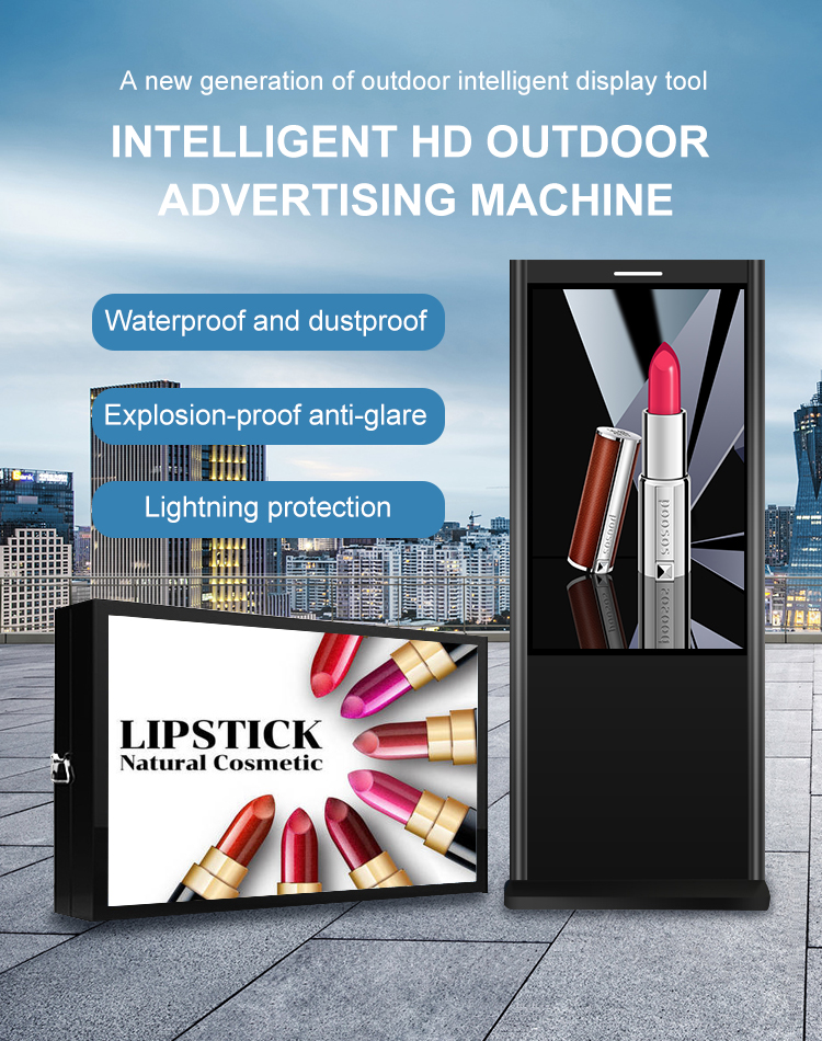 65 Inch Outdoor floor stading Digital Signage For Supermarket Advertising USB Wifi Network