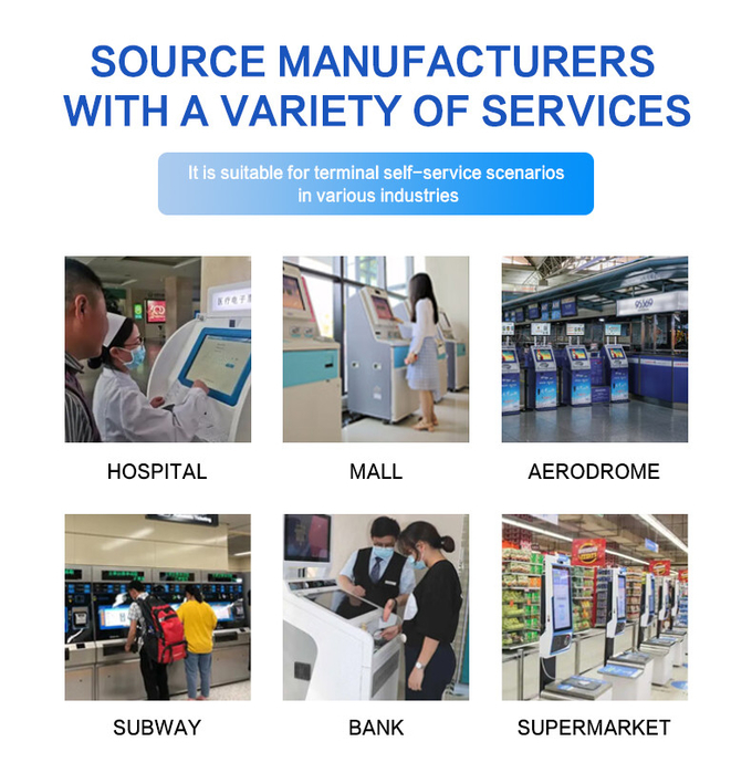 Wall mounted 18.5  Supermarket Self Service Payment Kiosk With Binocular Camera And Resilient Sheet Metal Shell