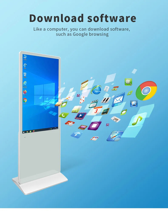 32" Floor Standing Digital Signage Display Advertising Player With HDMI Output