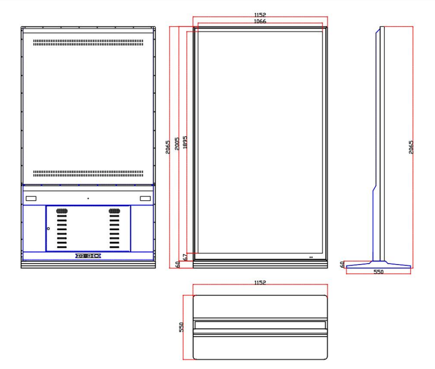 HONGNUO 86 Inch full screen 4K high brightness Floor Standing Lcd Digital Signage 24H loopplayback Vertical Display for Commercial Display