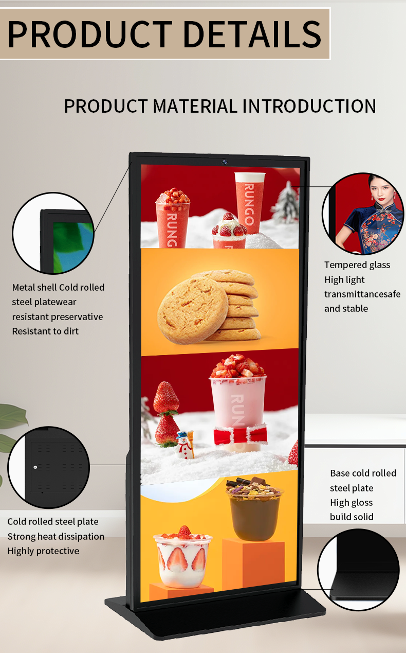 49 Inch 4k Floor Standing high brightness LCD Digital Signage For Indoor Advertising touch screen Android system