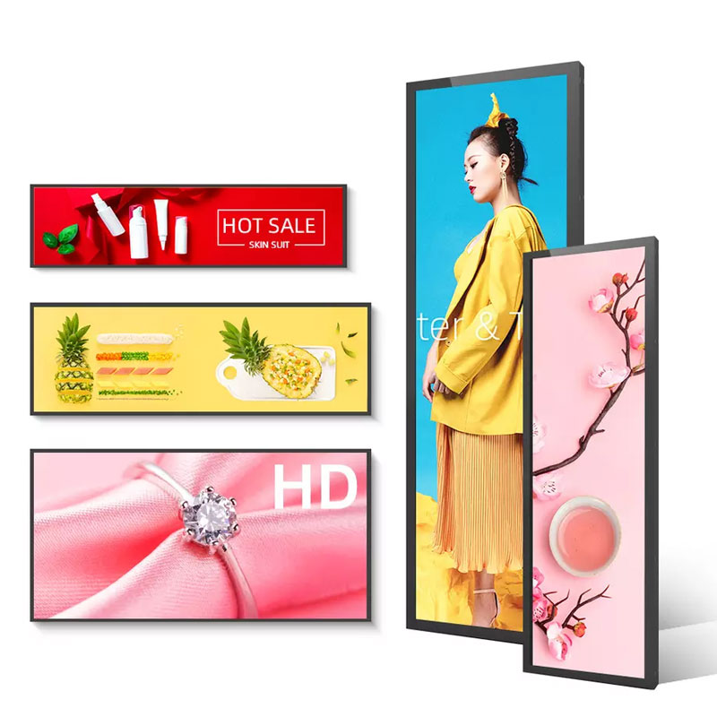 24“ Androd Stretched Bar LCD Display 500cd/M2 Brightness For Advertising 24H loop playbacked
