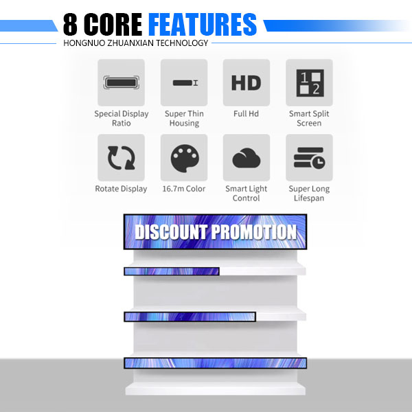 28" Ultra Wide Stretched Bar LCD Monitor For Supermarket Book Store Shelf Edge