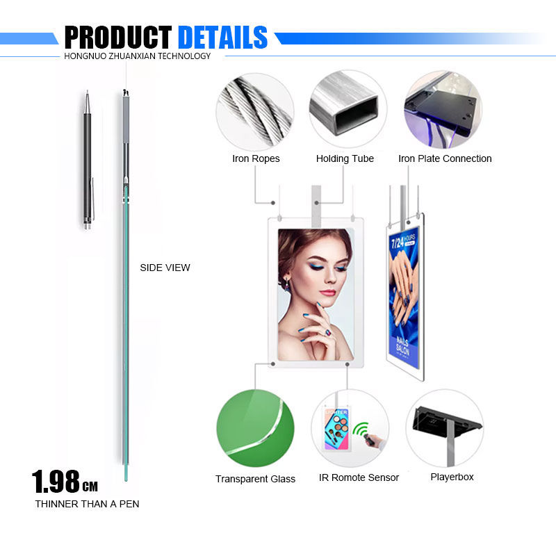 Hot sale slim  windows display Android OS Wall Mounted Digital Advertising Screen For Shop Showing