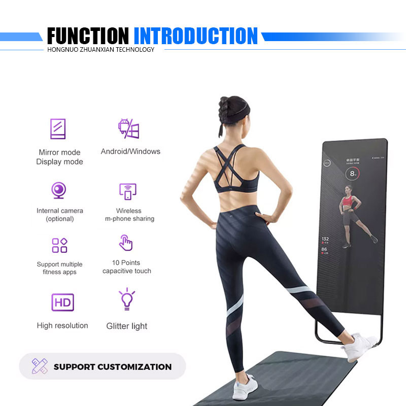 43 inch Floor Standing Smart Fitness Mirror , Android system Interactive Workout Mirror with google play
