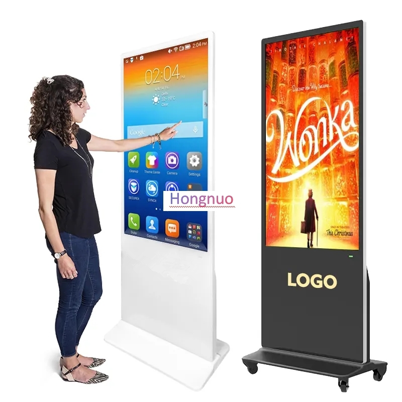 32 Inch video playback Floor Standing 2K Digital Display , Ultra Thin HD Vertical Signage Display